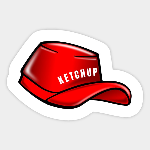 Red Ketchup Hat Sticker by Little Duck Designs